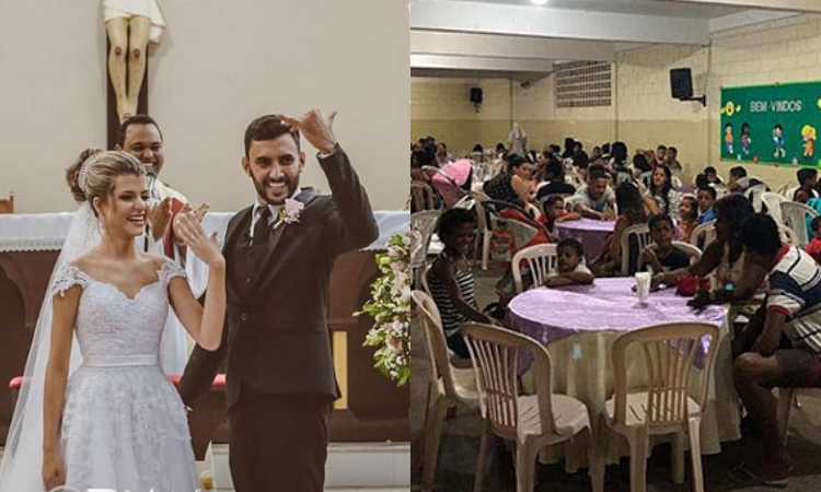 Pareja de recién casados festejaron su matrimonio dando una cena a personas necesitadas La Nota Positiva