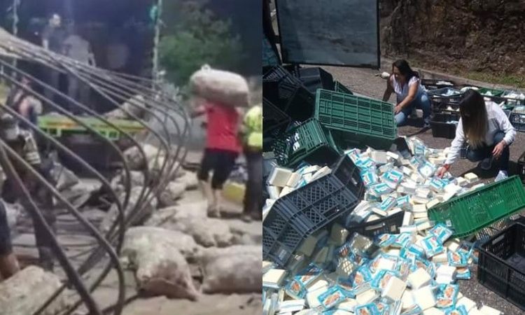 Ejemplo: ciudadanos en Cúcuta, Tolima y Pasto, ayudan a recoger cargas camiones volcados