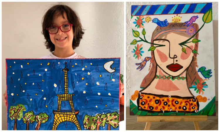 Niño colombiano cautiva con sus pinturas en redes sociales y sueña con abrir una galería