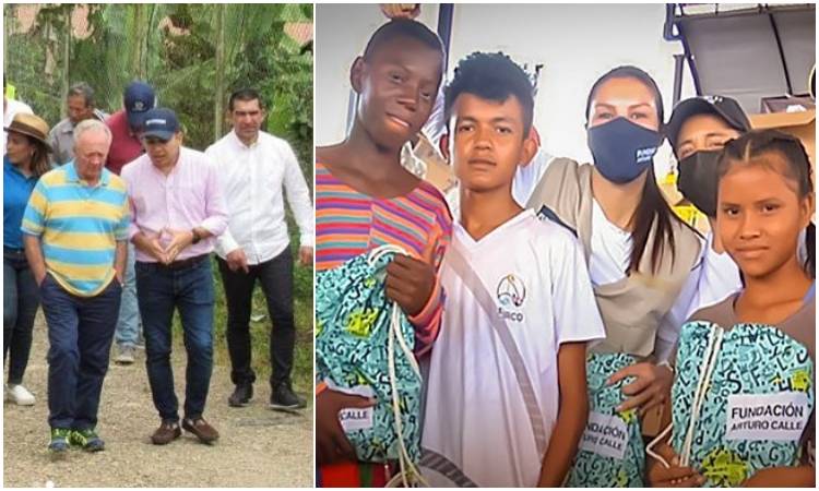 Hermosa donación de Arturo Calle con los niños en el Guaviare