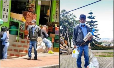 Abuelito recicla para ganarse la vida en Bogotá y es ejemplo de trabajo duro