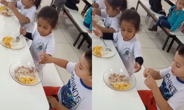 Pequeña se ganó aplauso en el internet tras ayudar a su amigo con autismo a comer