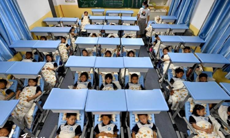 Descubre los sorprendentes pupitres-cama que revolucionan las siestas escolares en este país