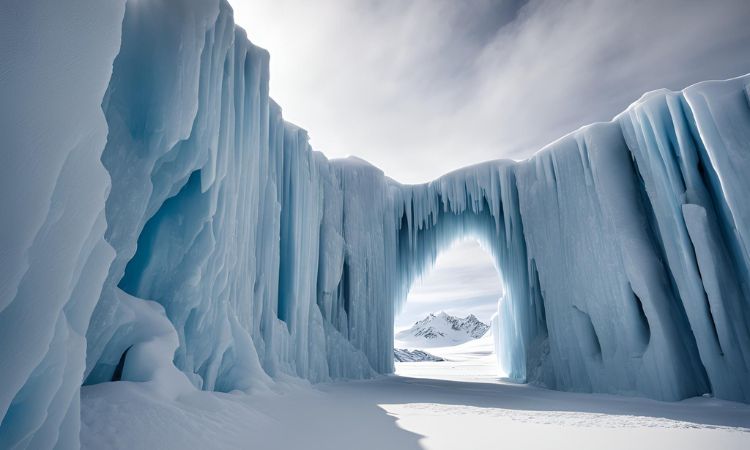 Puerta de hielo en la Antártida